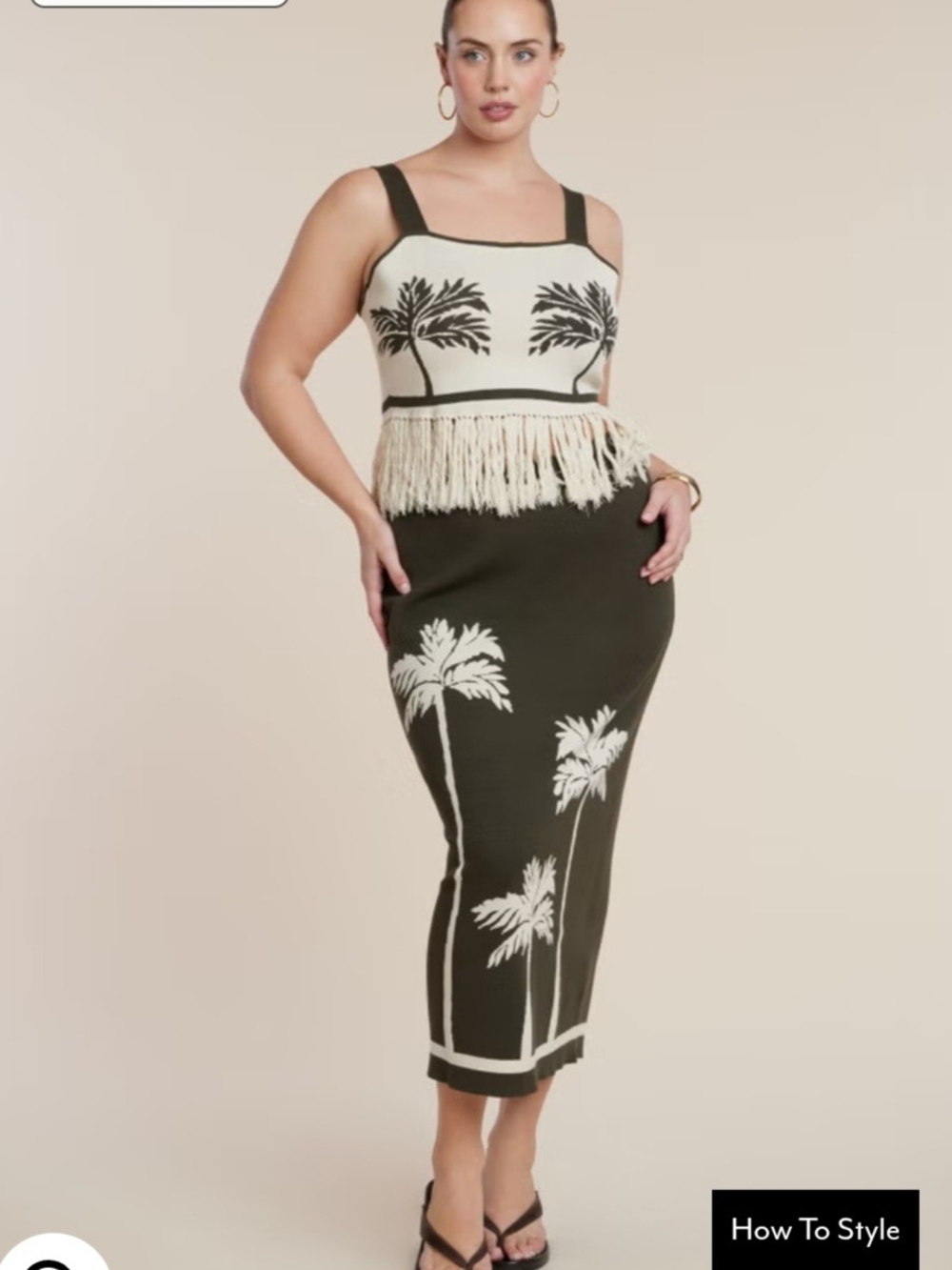 Eloquii Intarsia Skirt AND Fringe Cropped Tank (2 PIECE SET) - Picture 10 of 13
